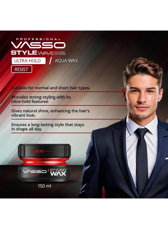 Vasso Pro-Aqua Resist Hair Styling Water Based Gel Wax, Red, 1 Count - Image 3