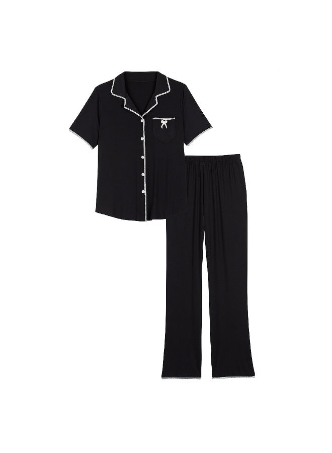 Dadoush A women's pajama set consisting of two pieces including a jacket and pants for a stylish summer look.  - Image 2