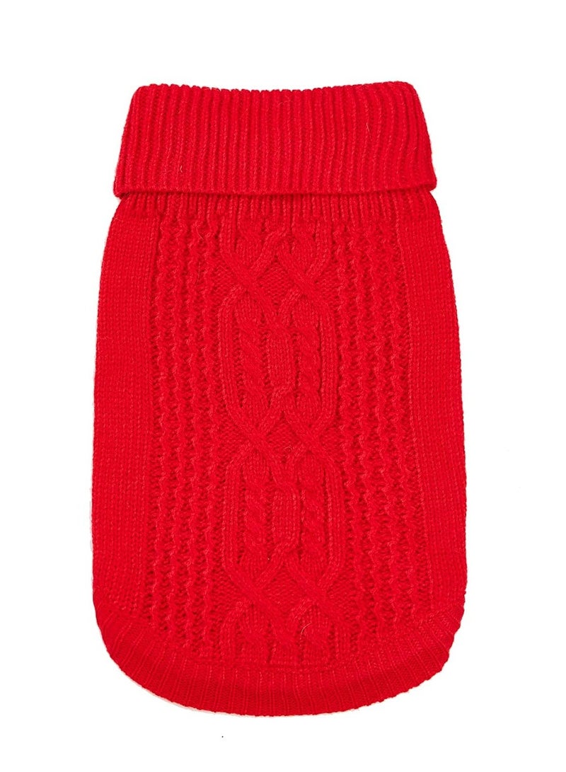 Cats Knitted Sweaters Turtleneck Knitted Sleeveless Cat Clothes Warm Winter Kitten Clothes Outfits for Cats or Small Dogs in Cold Season Red L  - Image 3