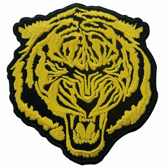 THE ROARING GOLD TIGER EMBROIDERED APPLIQUE IRON ON SEW ON PATCH