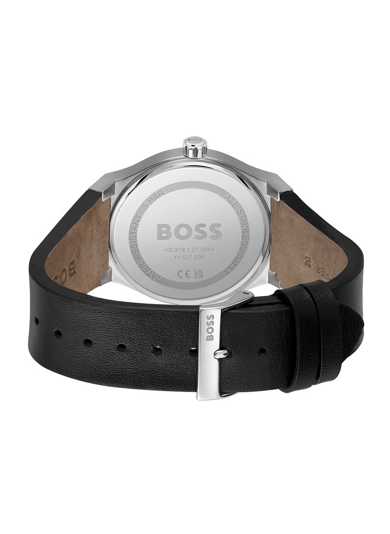 HUGO BOSS Men's Analog Round Shape Leather Wrist Watch 1514075 - 41 Mm  - Image 2