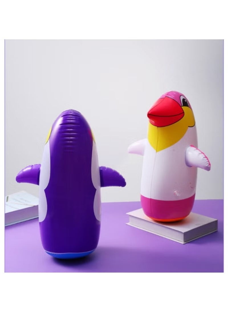 Huitich 45cm Inflatable Penguin Tumbler Toy – Cartoon Animal Boxing Toy with Foot Pump - Image 3