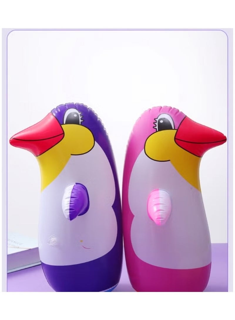 Huitich 45cm Inflatable Penguin Tumbler Toy – Cartoon Animal Boxing Toy with Foot Pump - Image 2