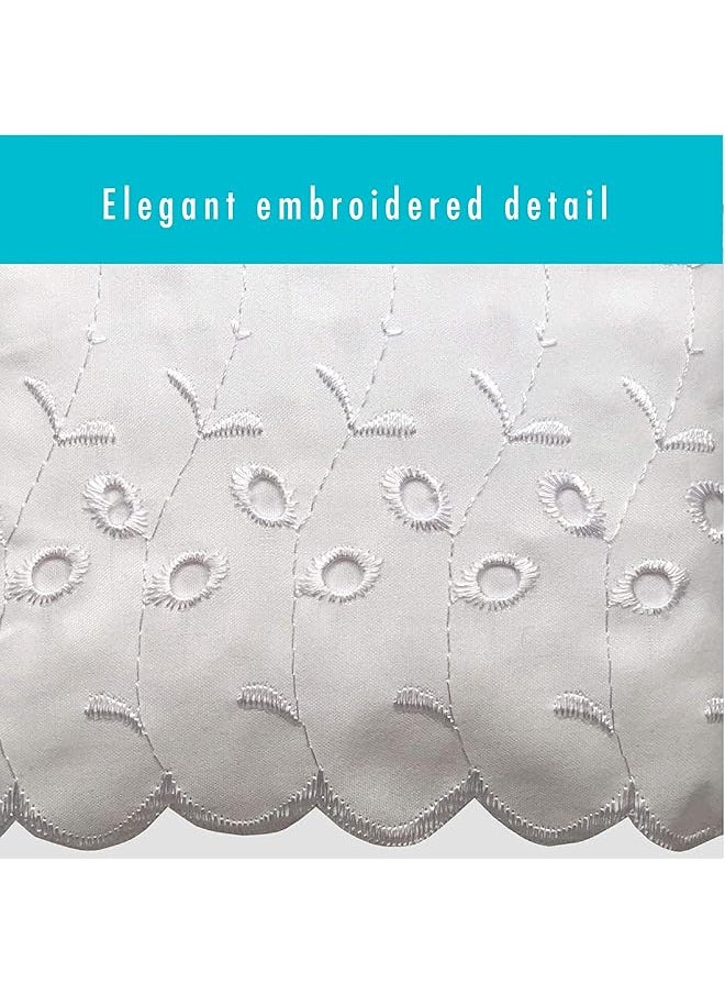 erorex Ideas Ruffled Eyelet Bed Skirt Dust Ruffle With Gathered Styling And Embroidered Details 14 Inch Drop Length Full White  - Image 5