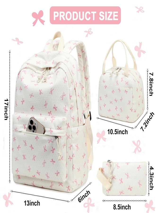 BTOOP Girls Backpack Kids Boys Elementary Bookbag Girly School Bag with Insulated Lunch Tote and Pencil Pouch, B-pink-bowknot, Cut - Image 2