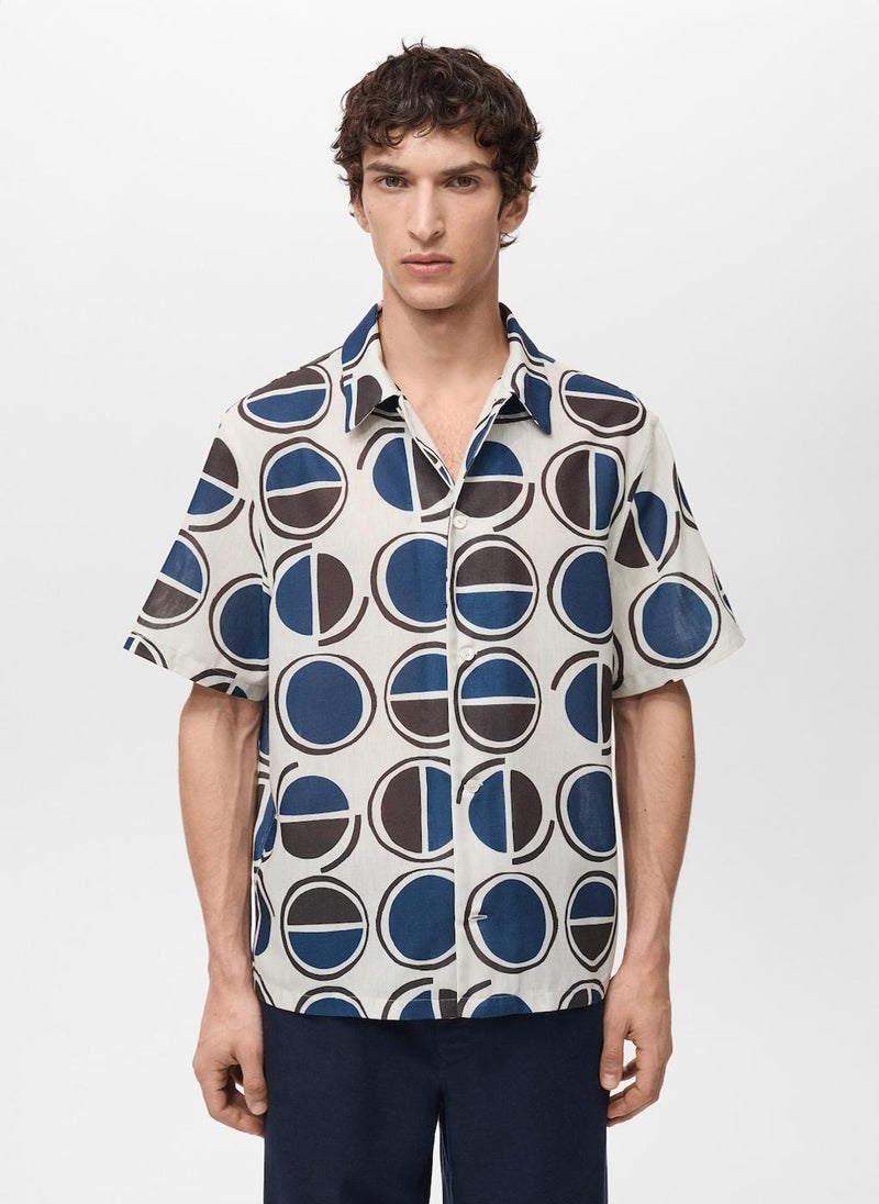Mango Man Printed Short-Sleeved Shirt  - Image 1