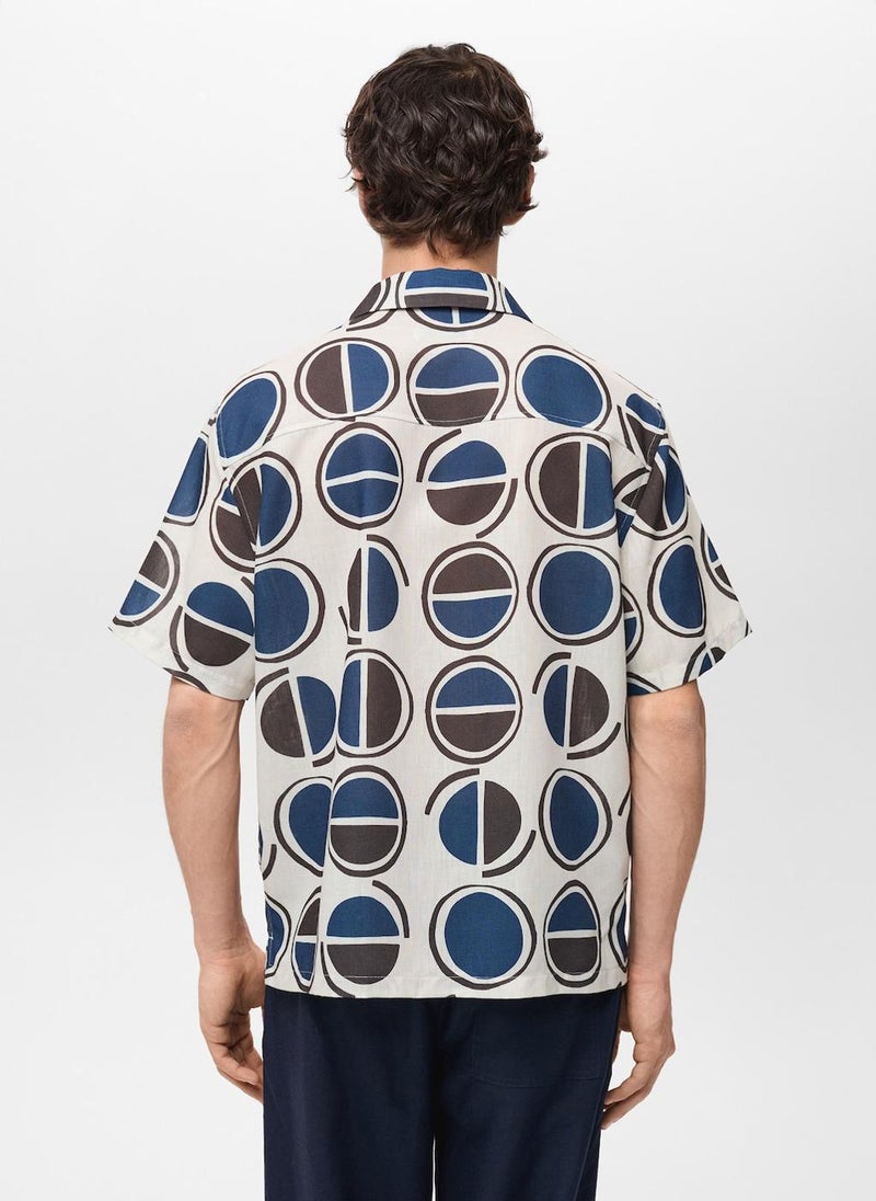 Mango Man Printed Short-Sleeved Shirt  - Image 2