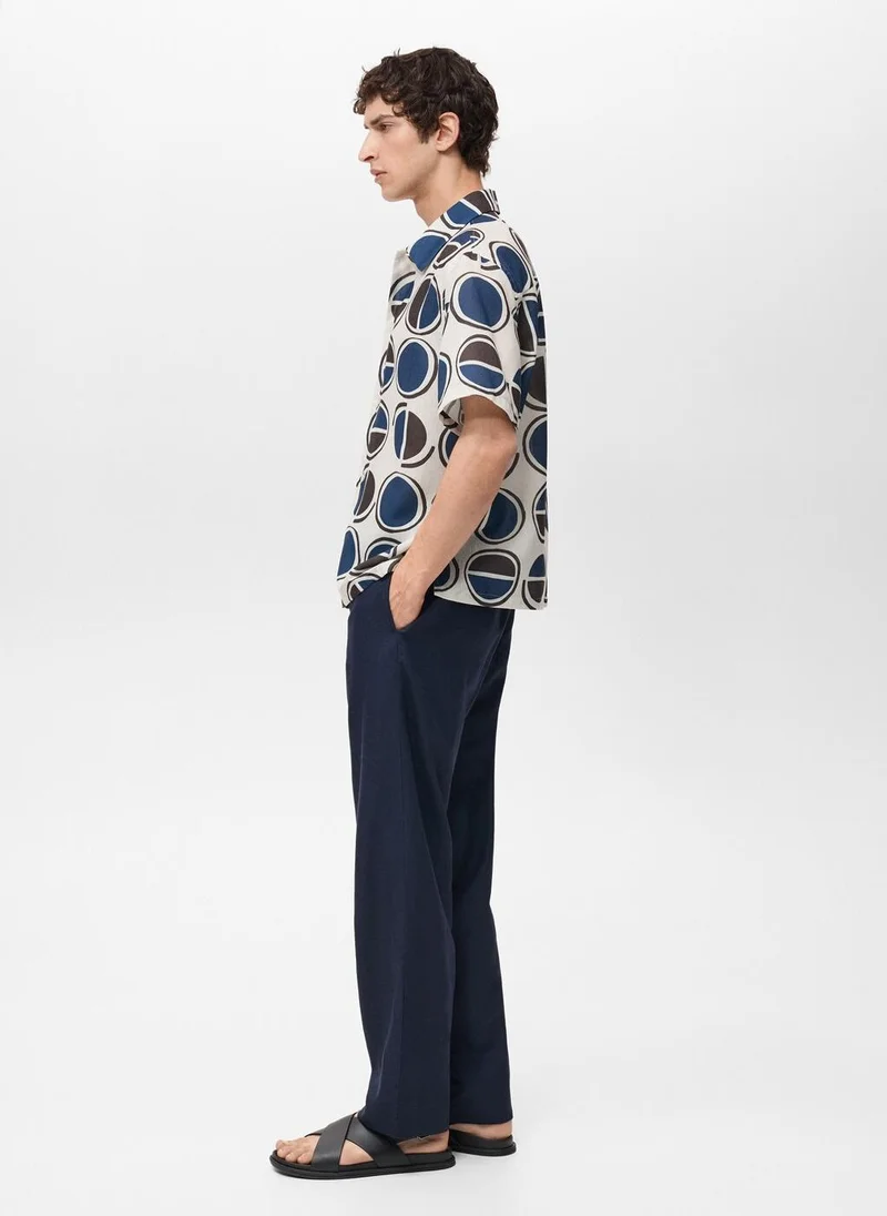 Mango Man Printed Short-Sleeved Shirt