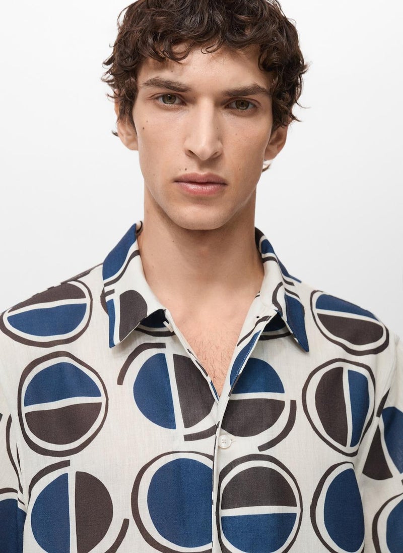 Mango Man Printed Short-Sleeved Shirt  - Image 4