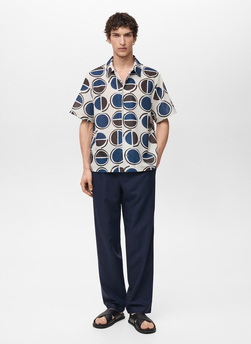 Mango Man Printed Short-Sleeved Shirt  - Image 5