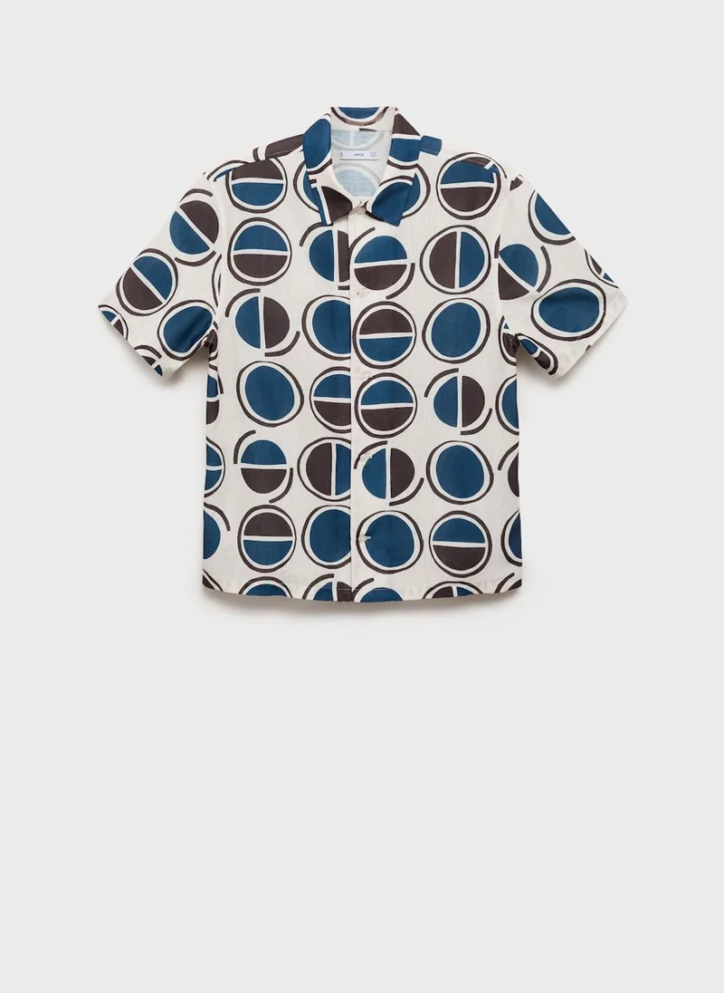 Mango Man Printed Short-Sleeved Shirt