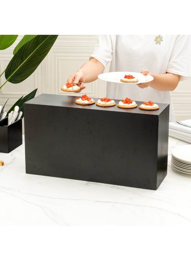 Restaurantware 20.5 x 7 x 11 Inch Display Riser, 1 Rectangle Wood Bakery Display - Tall Riser, For Retail, Catering, or Buffets, Black Bamboo Food Display Riser, Showcase Cupcakes, Candy  - Image 5