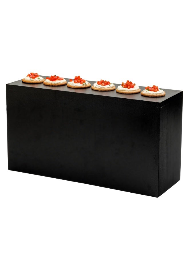 Restaurantware 20.5 x 7 x 11 Inch Display Riser, 1 Rectangle Wood Bakery Display - Tall Riser, For Retail, Catering, or Buffets, Black Bamboo Food Display Riser, Showcase Cupcakes, Candy  - Image 2