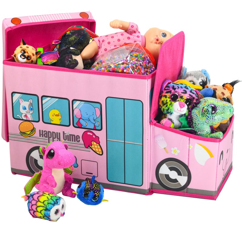 KAP Junior size Toy box for girls, Children's Decorative storage bin, LED Light up Toy Box, toy chest pink, toy chest for girls, great for books, toys, and small games, - Image 1