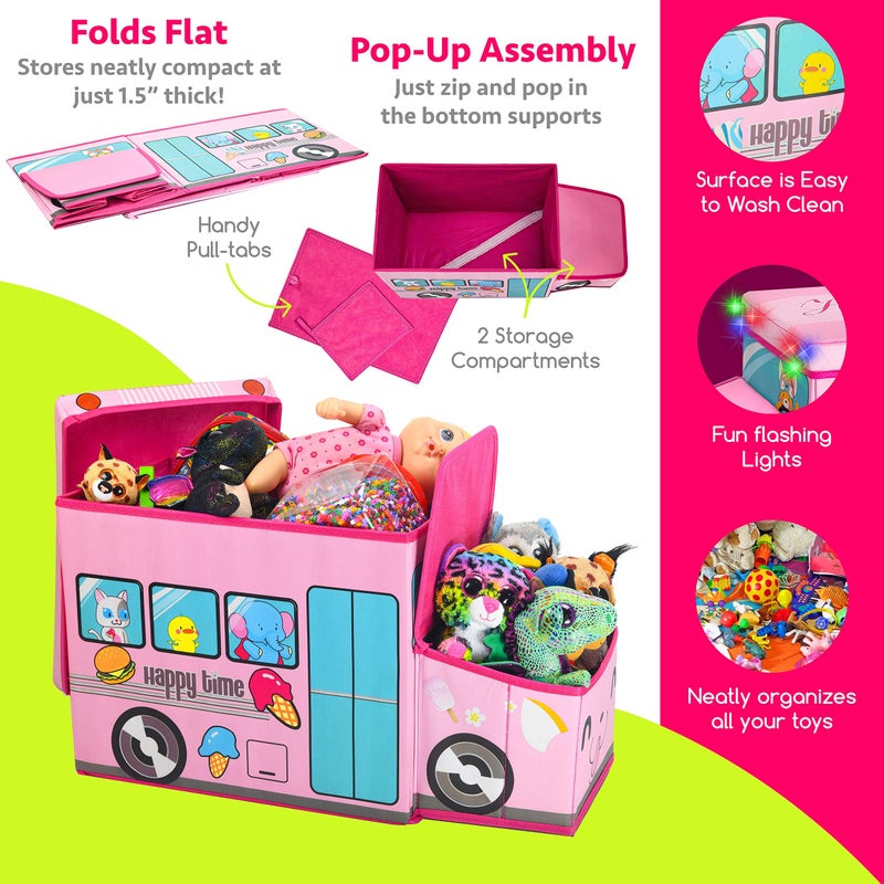 KAP Junior size Toy box for girls, Children's Decorative storage bin, LED Light up Toy Box, toy chest pink, toy chest for girls, great for books, toys, and small games, - Image 5