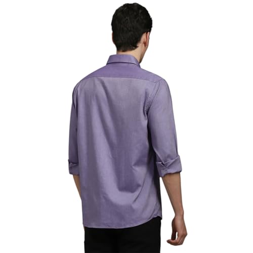 LOUIS PHILIPPE قميص قطني ضيق من لويس فيليب للرجال (LYSFCSLB732682_أرجواني, 39) - Image 3