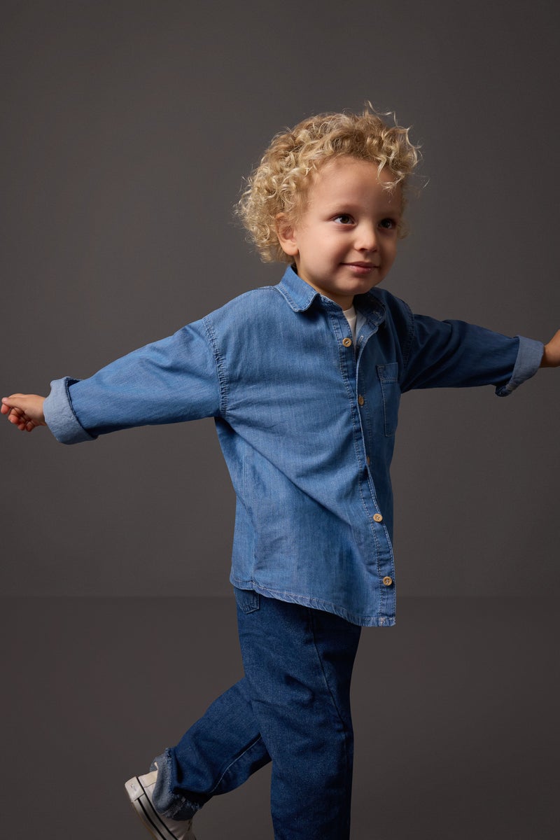 DeFacto Baby Boy Long Sleeve Jean Shirt - Image 3