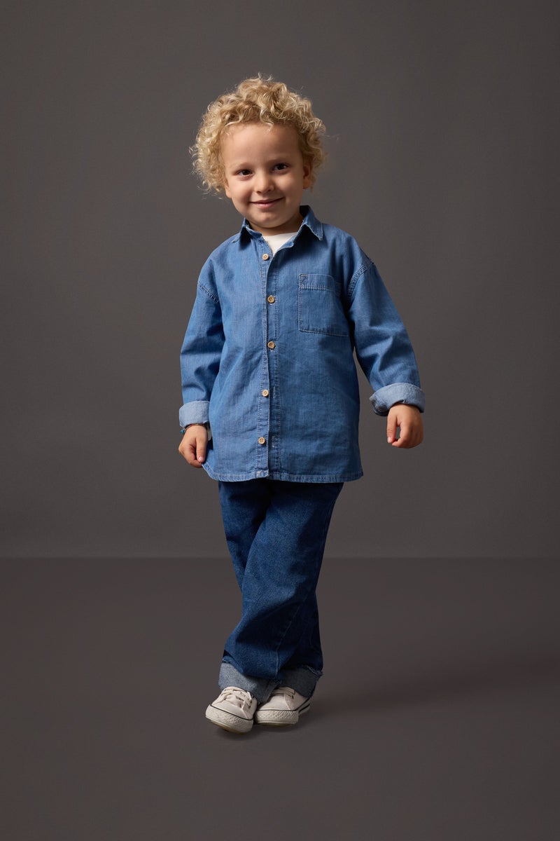 DeFacto Baby Boy Long Sleeve Jean Shirt - Image 5