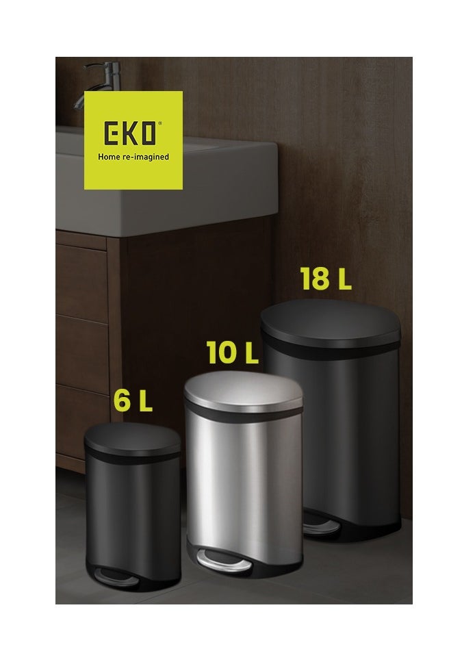 EKO SHELL SERIES | Brushed Stainless Steel Finish | Soft-Closing | Fingerprint-Resistant | Step Trash & Garbage Bin | Suitable For Homes, Bathrooms, Kitchens, Offices, & More | 10 Liters  - Image 2