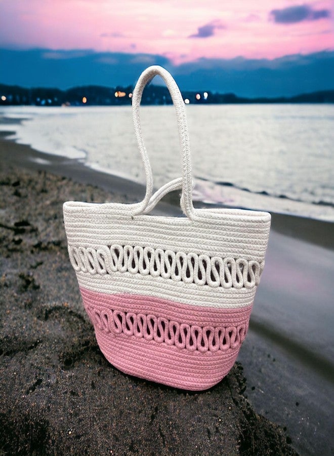 GHATIN Attractive Hand Bag | Extra large Tote Bucket Handmade Bag | Extra large (PINK) - Image 4