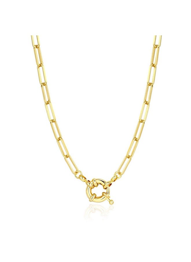 BOUTIQUELOVIN 14K Gold Chain Necklace For Women | 24 Inches Paperclip Necklace | Gold Layered Necklaces Fashion Jewelry  - Image 1
