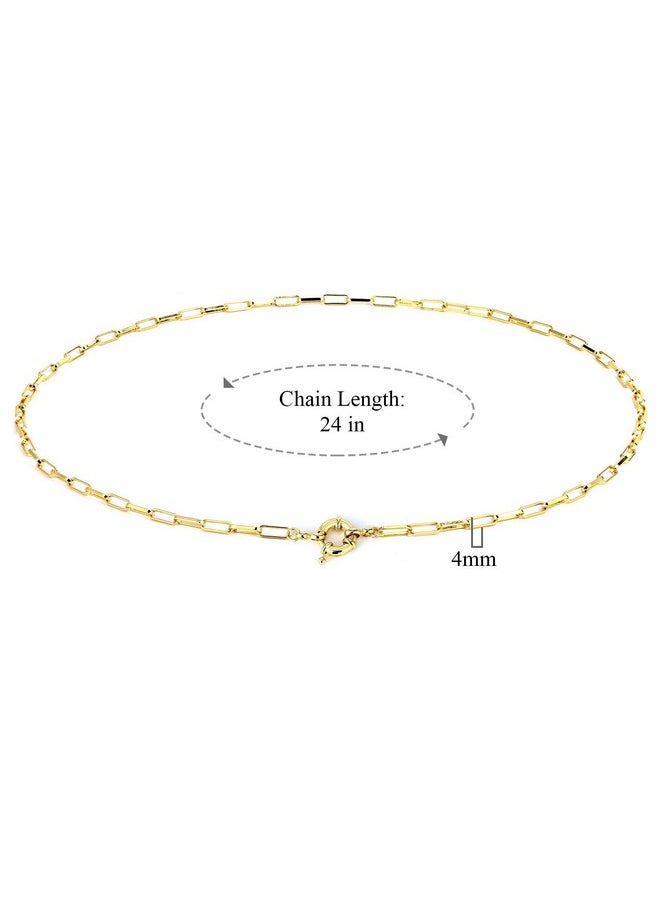 BOUTIQUELOVIN 14K Gold Chain Necklace For Women | 24 Inches Paperclip Necklace | Gold Layered Necklaces Fashion Jewelry  - Image 5