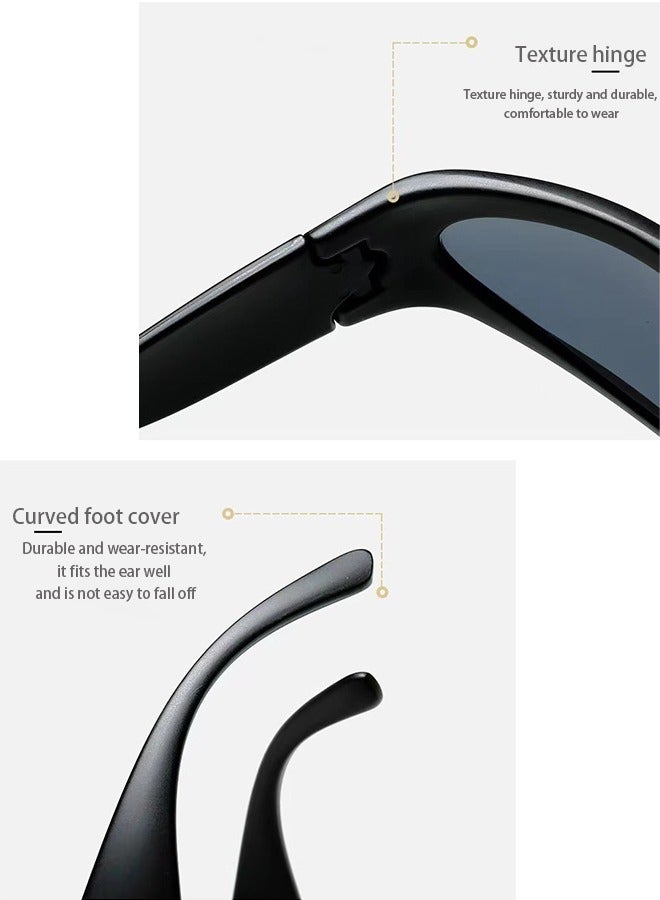 Wrap Around Sports Sunglasses for Men Women Fashion Oval Thick Frame Sun Glasses Stylish Sports Wrap Shades - Image 3