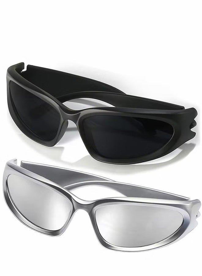 Wrap Around Sports Sunglasses for Men Women Fashion Oval Thick Frame Sun Glasses Stylish Sports Wrap Shades - Image 1