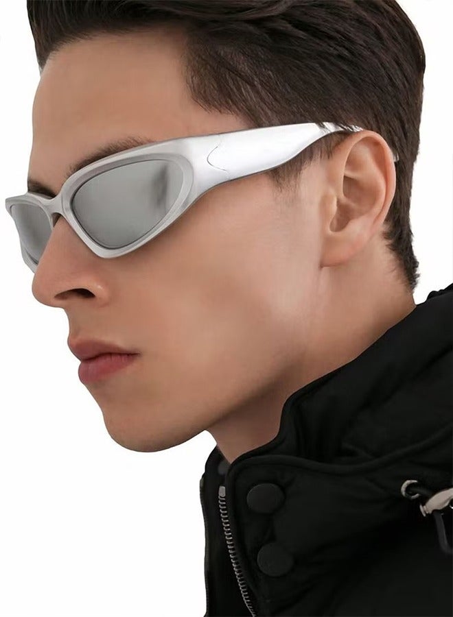Wrap Around Sports Sunglasses for Men Women Fashion Oval Thick Frame Sun Glasses Stylish Sports Wrap Shades - Image 5