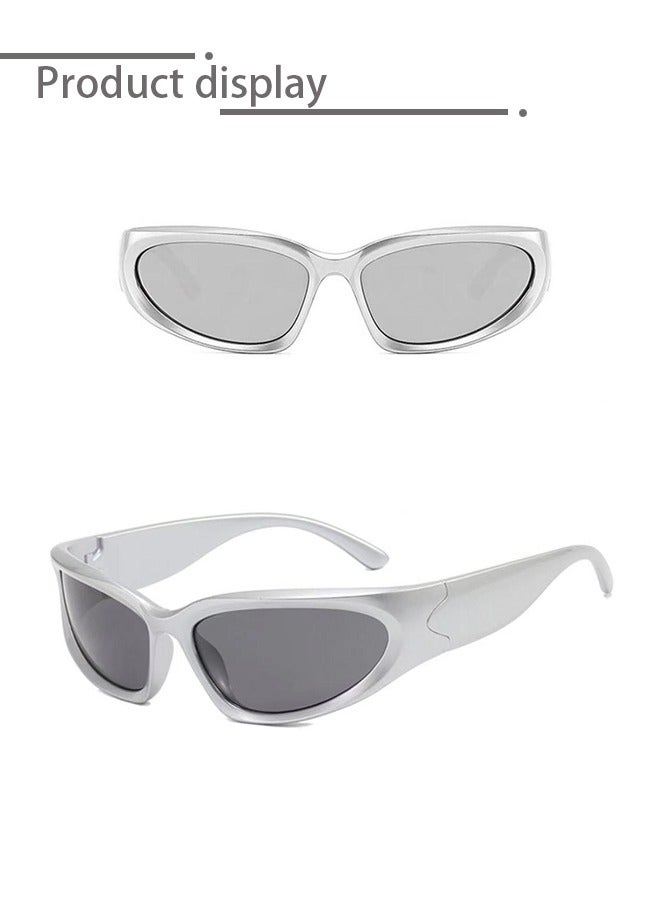 Wrap Around Sports Sunglasses for Men Women Fashion Oval Thick Frame Sun Glasses Stylish Sports Wrap Shades - Image 4