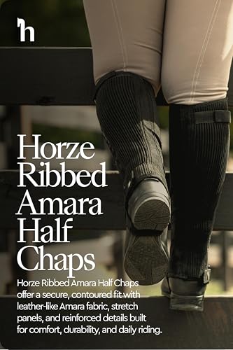 HORZE Amara Adult Equestrian Half Chaps | Synthetic Leather Zip-Up Pair | Accurate Size Chart in Images - Black - L - Image 4