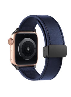 ten.tech TenTech Leather Watch Band for Apple Watch Ultra/Ultra 2, Size 49mm 45mm 44mm 42, Genuine Leather Band with Magnetic Clasp for iWatch Series 9/8/7/6/5/4/3/2/1/ SE – blue  - Image 2