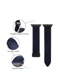 ten.tech TenTech Leather Watch Band for Apple Watch Ultra/Ultra 2, Size 49mm 45mm 44mm 42, Genuine Leather Band with Magnetic Clasp for iWatch Series 9/8/7/6/5/4/3/2/1/ SE – blue  - Image 4