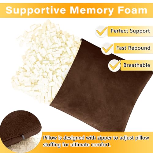 1 MIDDLE ONE 2 Pack Small Pillow Memory Foam Mini Pillow 11 X 7 Inches for Travel Sleeping Nap and Neck Knee Lumbar Support Tiny Cushion for Pet Dogs Brown - Image 3