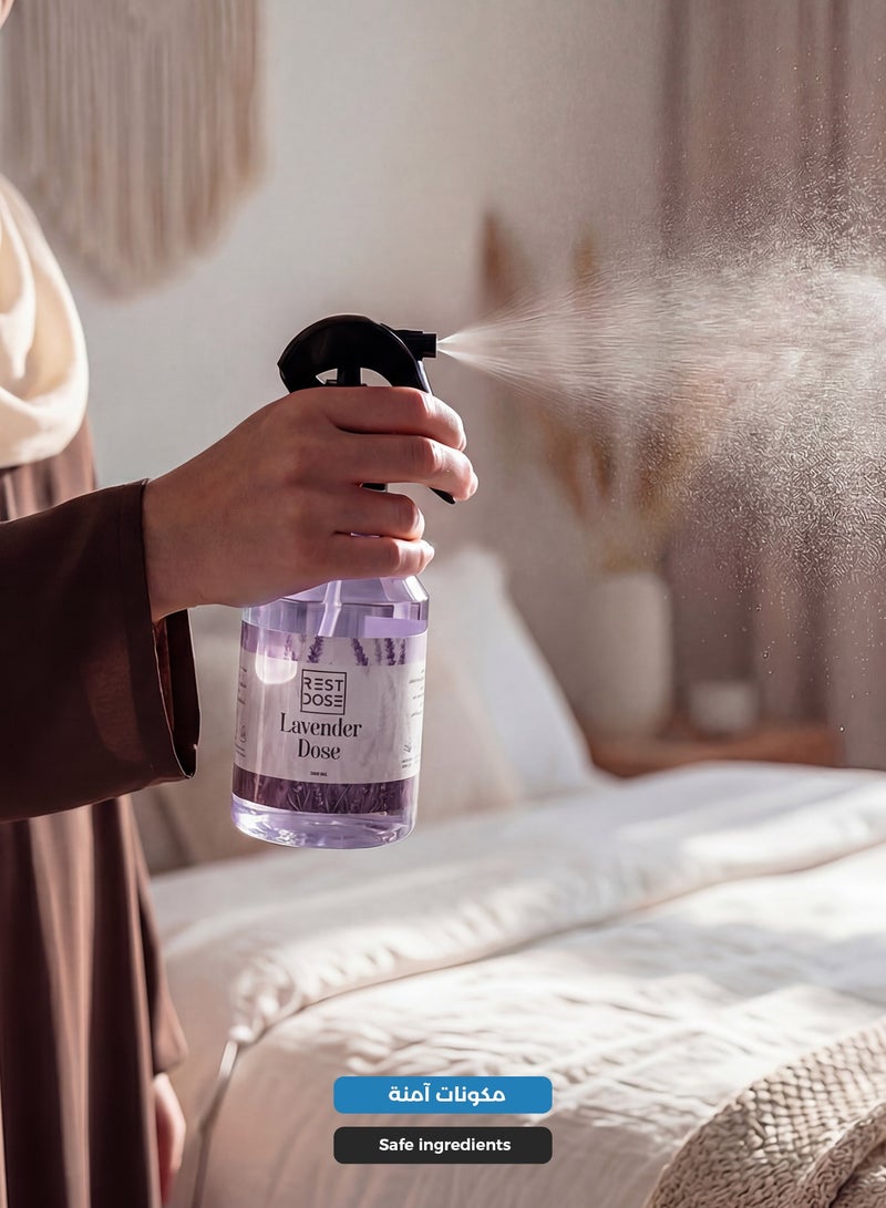 REST DOSE Lavender Dose Fabric & Room Spray – Long Lasting Relaxing Home Fragrance 500ml - Image 4