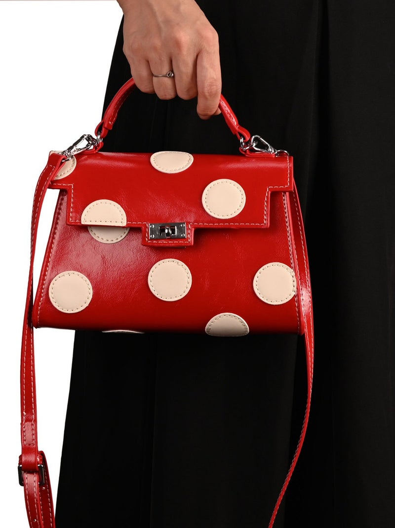 25 Early Spring New Women'S Bag French Retro Polo Dot Kelly Bag High-End Platinum Bag Shoulder Crossbody Bag Handbag - Image 3