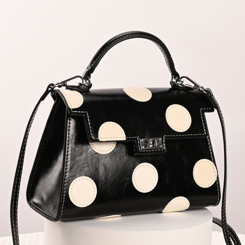 25 Early Spring New Women'S Bag French Retro Polo Dot Kelly Bag High-End Platinum Bag Shoulder Crossbody Bag Handbag - Image 1