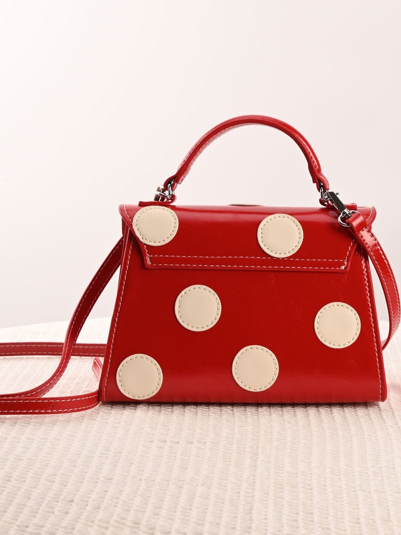 25 Early Spring New Women'S Bag French Retro Polo Dot Kelly Bag High-End Platinum Bag Shoulder Crossbody Bag Handbag - Image 4