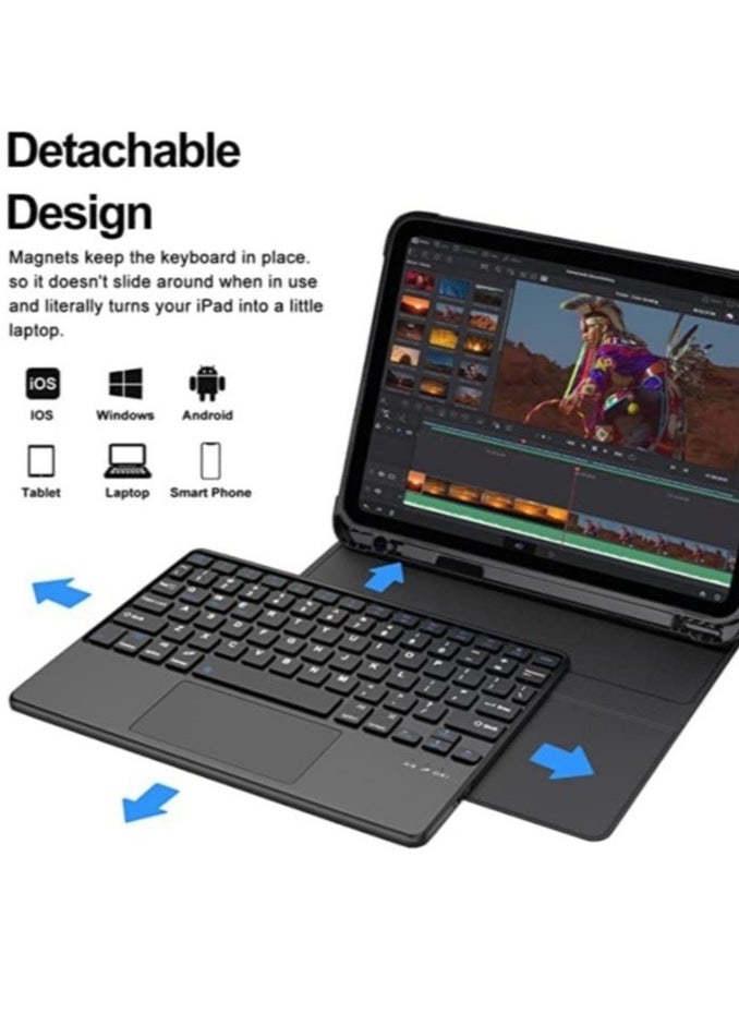 ELTRAZONE iPad 10th Generation Keyboard Case with Trackpad (10.9 inch 2022 Release), Wireless Detachable Rechargeable Multi-touch Keyboard, Smart Folio Protective Cover with Pencil Holder  - Image 5