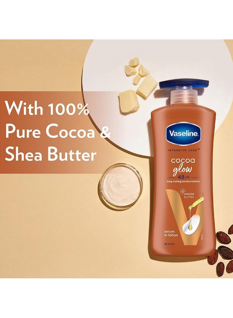 فازلين لوشن الجسم المغذي بخلاصة الكاكاو للعناية المركزة لمدة 24 ساعة لجميع أنواع البشرة، 400 مل - Image 2