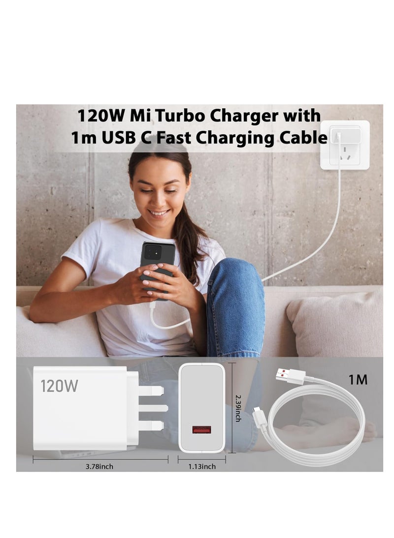 General 120W Fast UK Wall Charger and 3A/1M 120W Charge Cable for Xiaomi, USB C Cable, Fast Charging for Xiaomi 14 Ultra 13T Pro 13 12T 12 Pro 11T Redmi Note 14 13 12 Pro 11 Mi 11 POCO X6 X5 X7 X4 Gt  Redmi  - Image 3