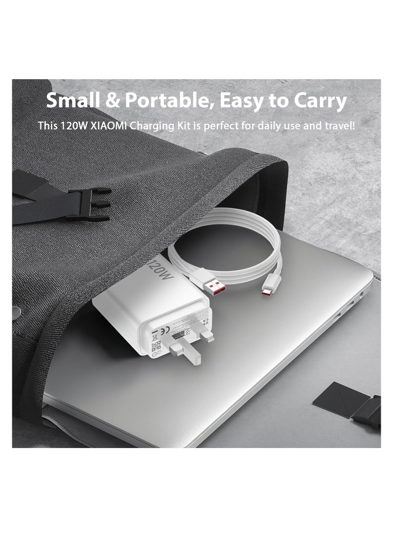 General 120W Fast UK Wall Charger and 3A/1M 120W Charge Cable for Xiaomi, USB C Cable, Fast Charging for Xiaomi 14 Ultra 13T Pro 13 12T 12 Pro 11T Redmi Note 14 13 12 Pro 11 Mi 11 POCO X6 X5 X7 X4 Gt  Redmi  - Image 4