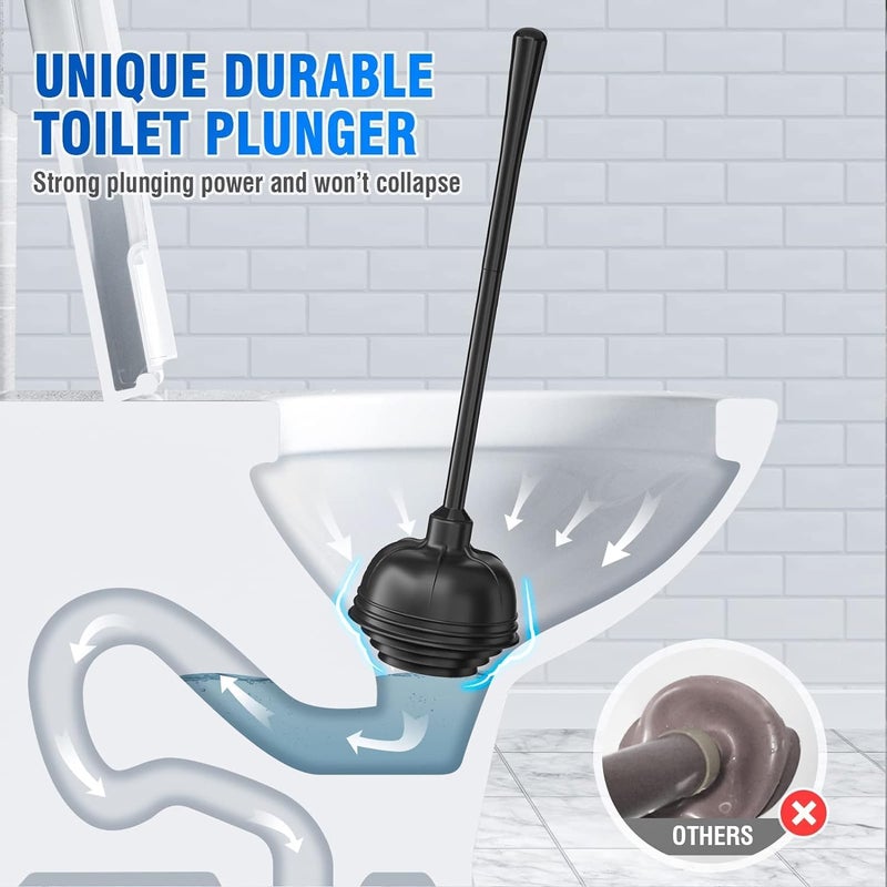 uptronic Toilet Plunger with Holder, Unique Plunger with All-Angle Design, Plungers for Bathroom with Holder, Toilet Plunger Heavy Duty (Black) - Image 2