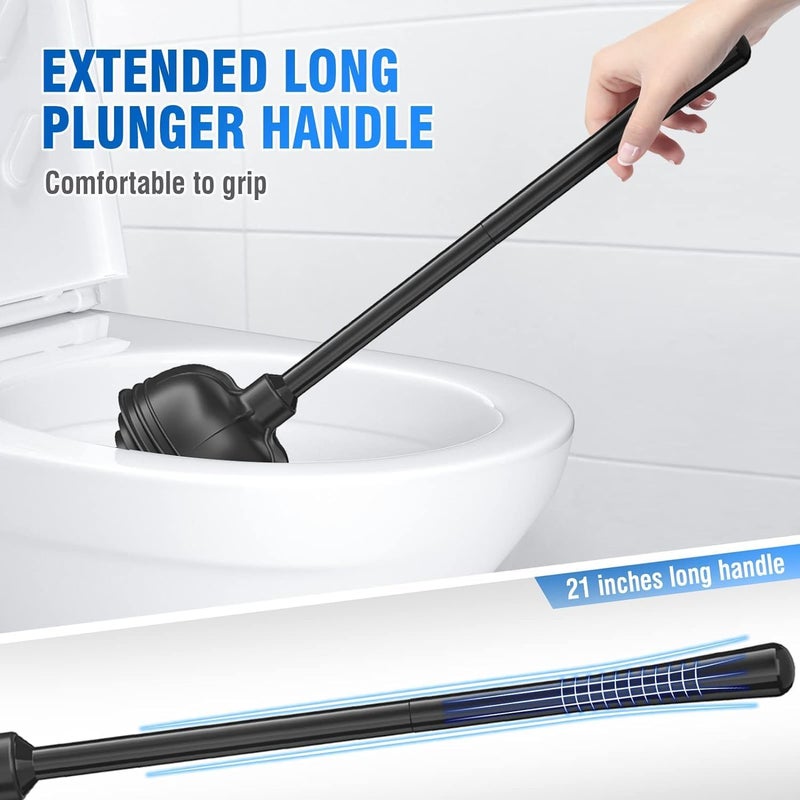 uptronic Toilet Plunger with Holder, Unique Plunger with All-Angle Design, Plungers for Bathroom with Holder, Toilet Plunger Heavy Duty (Black) - Image 4
