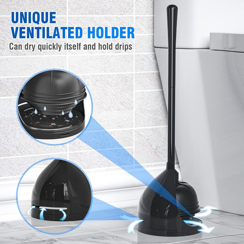 uptronic Toilet Plunger with Holder, Unique Plunger with All-Angle Design, Plungers for Bathroom with Holder, Toilet Plunger Heavy Duty (Black) - Image 5