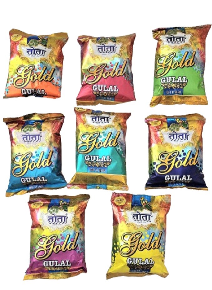 TOTA Pack of 8 Tota Gulal 50g packs, total 400-gram different colors  - Image 1