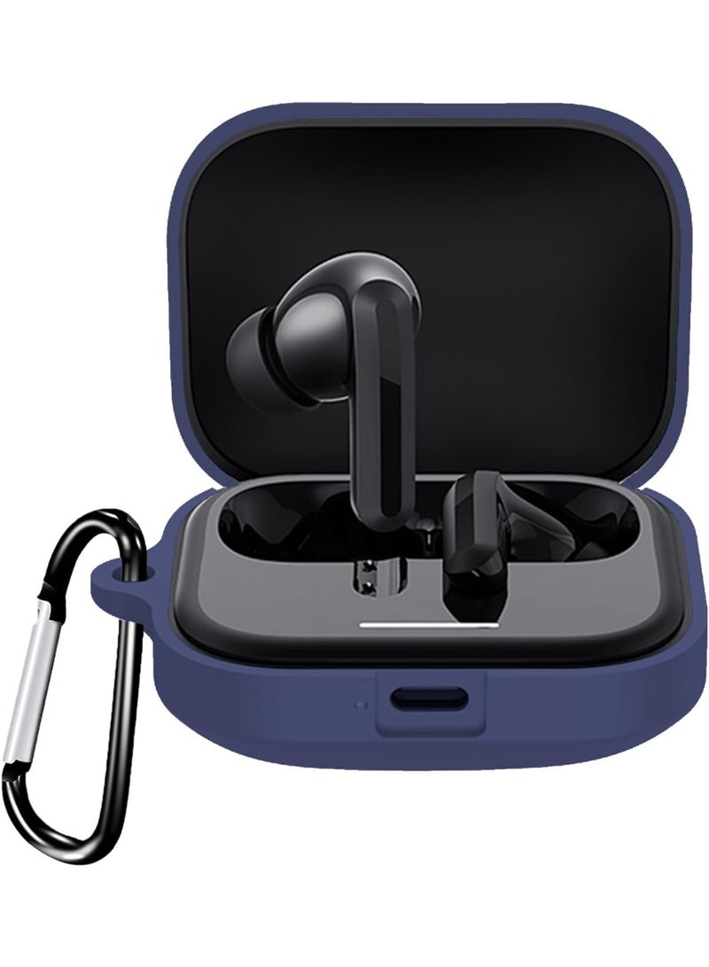 Silicone Cover Case Compatible with Redmi Buds 6 Active Portable Protective Case Cover With Keychain For Redmi Buds 6 Active (Blue) - Image 3