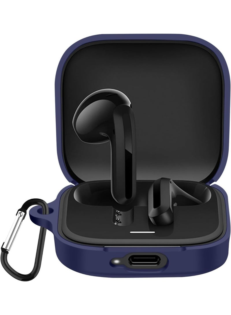 Silicone Cover Case Compatible with Redmi Buds 6 Active Portable Protective Case Cover With Keychain For Redmi Buds 6 Active (Blue) - Image 2