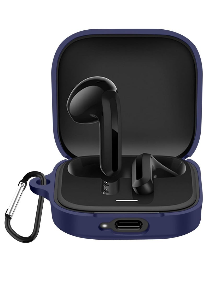 Silicone Cover Case Compatible with Redmi Buds 6 Active Portable Protective Case Cover With Keychain For Redmi Buds 6 Active (Blue) - Image 1