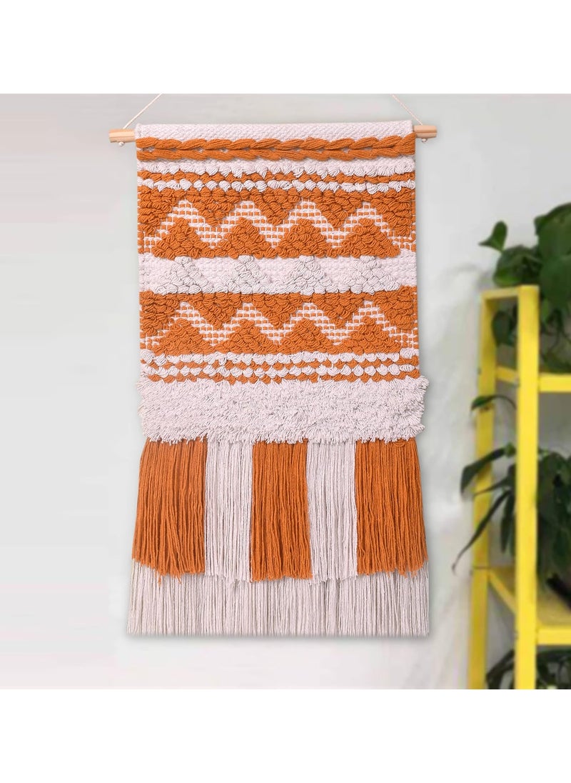 TSUKUYOMI Pack of 1 Small Macrame Bohemian Nordic Woven Wall Hanging Decor Tapestry Hippie Beautiful Geometric Art 12 x 22 InchMustard001  - Image 1